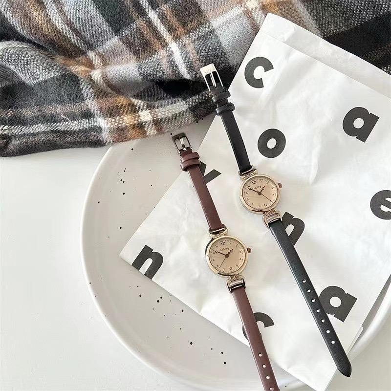 Quartz Watch Women PU Leather Thin Strap Wristwatch Ladies Watches Solid Color Fashion Women Gift Watch Relojes Para Mujer