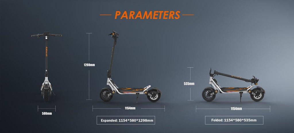 Kukirin A1 Electric Scooter 800W Motor 48V13Ah Battery 45km/h Max Speed 45km Max Range Front and Rear Shock Absorption