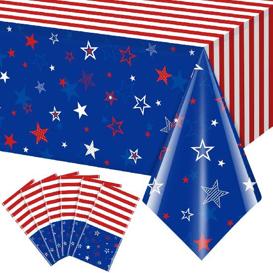 3Pcs Patriotic Tablecloths for 4th of July Decorations,Red White Blue Star Plastic Disposable Table Cover for Fourth of July Memorial Patriotic Day