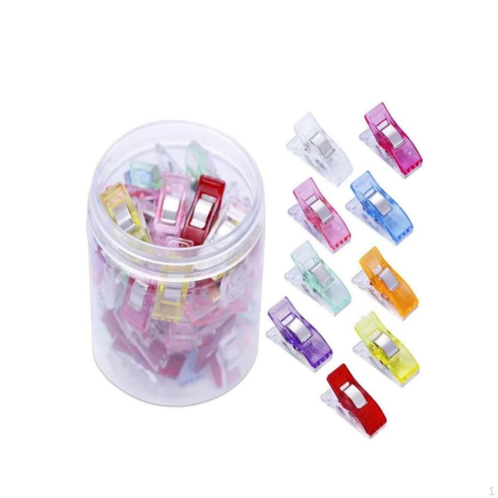 50 Pieces Sewing Clips Translucent with Jar Compact Sew Clip for Quilters, Crafters,