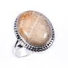 Natural Fossil Coral Gemstone Handmade 925 Solid Sterling Silver Ring S.8 h3k03