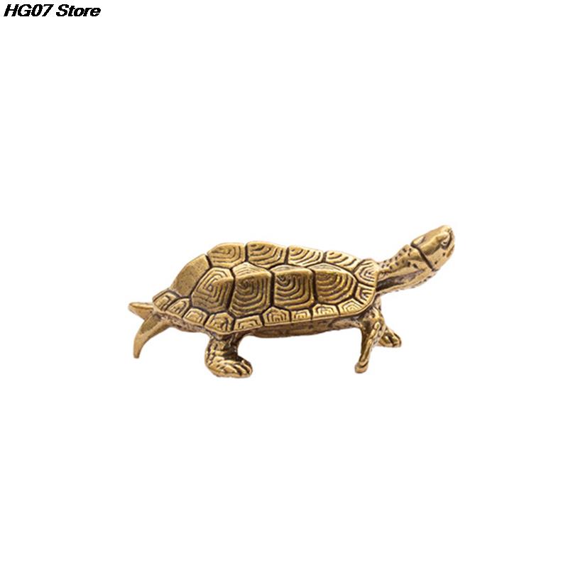 1PC Retro Brass Tortoise Statue Desktop Ornaments Solid Copper Turtle Figurines Decorative Simulation Ornament