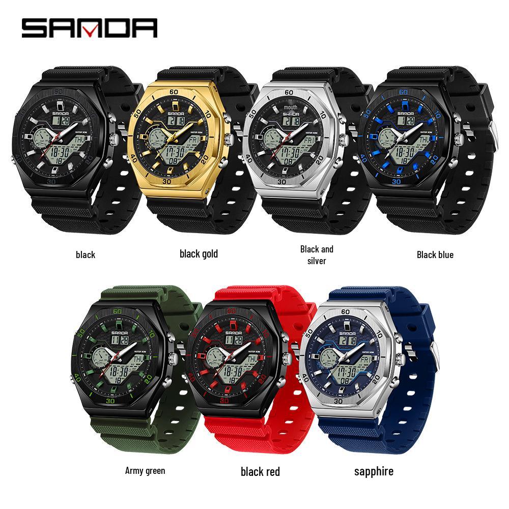 SANDA Multifunctional Sports Watch - Large Dial, Luminous, Waterproof Design for Students.