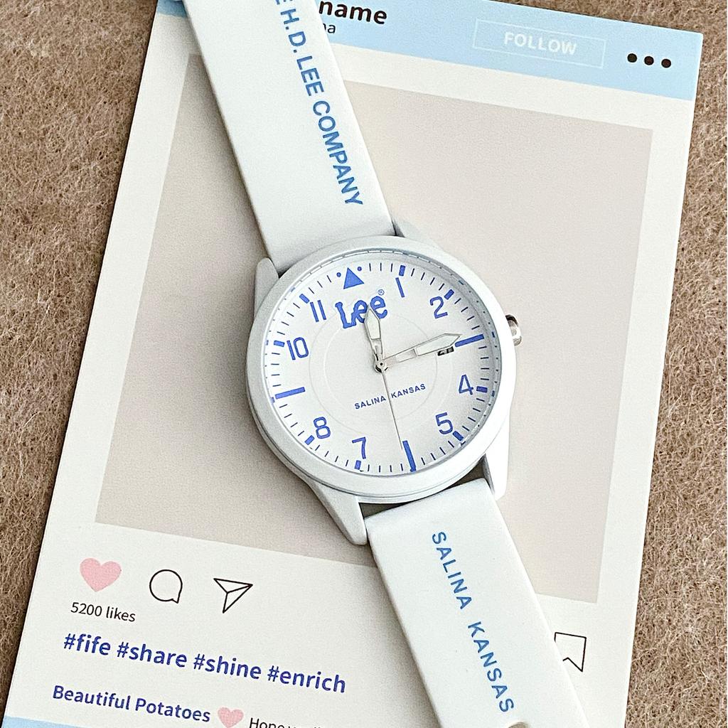 Lee Armbanduhr Quarzwerk Silikonarmband Weißes Zifferblatt Unisex Geburtstag Schulkamerad Zurück in die Schule Saison Box M525-LEE