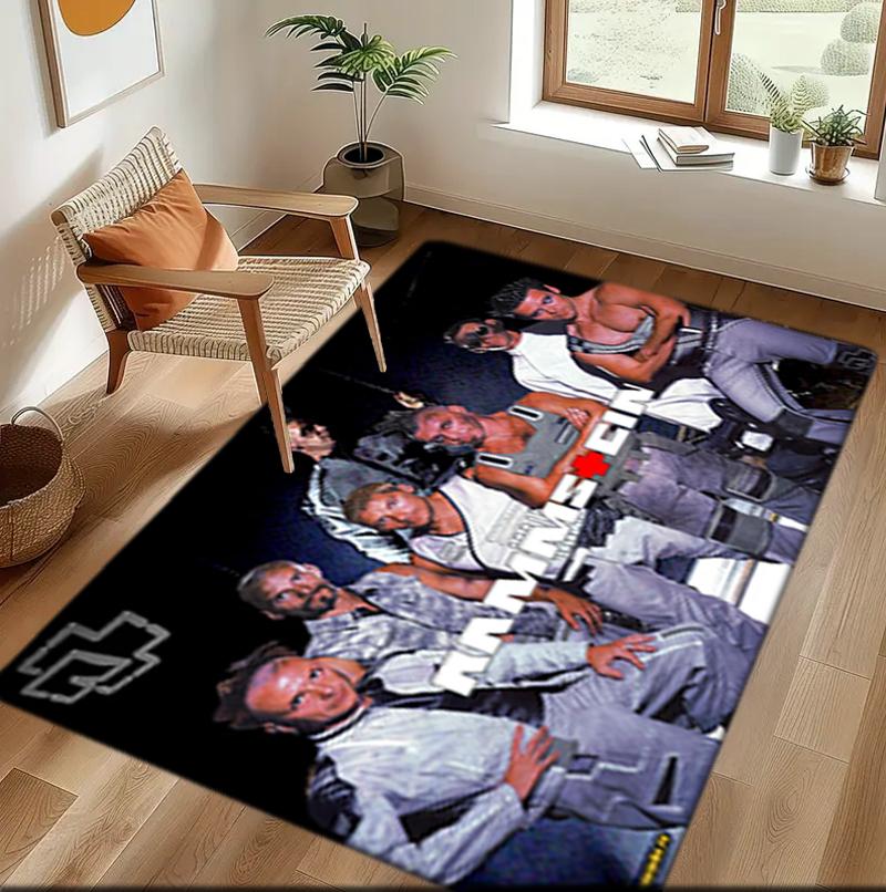 1 Stück Rammstein-Thema Gedruckter rechteckiger Teppich, Fußmatte für Zuhause, Outdoor-Reiseschutzteppich A4