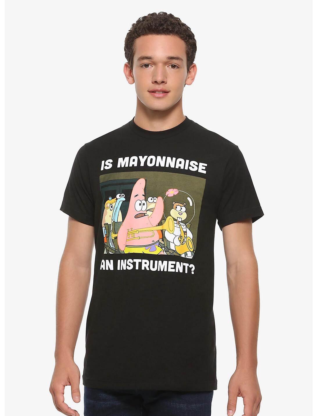 SpongeBob SquarePants Mens Is Mayonnaise An Instrument Black T-shirt XS3XL XL