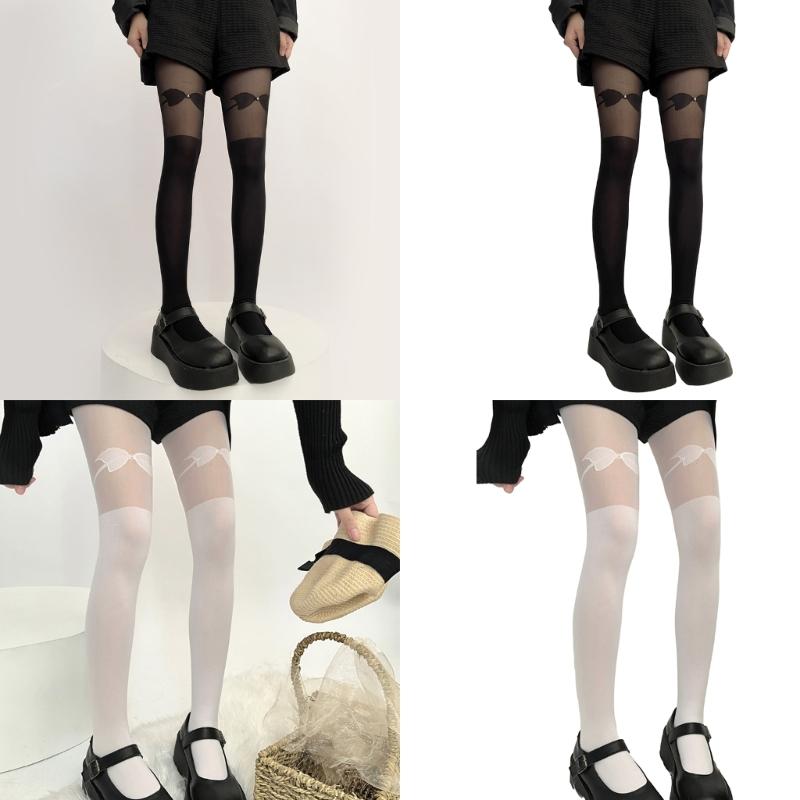 Sheer Tights for Women Girls Bow Pearl Pantyhose Control Top Thigh High Stockings Silk Thin Stockings Tights Hosiery