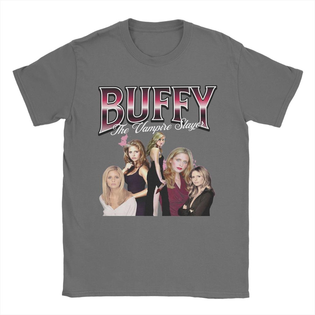 Cool Buffy the Vampires Slayer T-Shirts Men Crewneck Pure Cotton T Shirt TV Show Short Sleeve Tees Plus Size Clothes