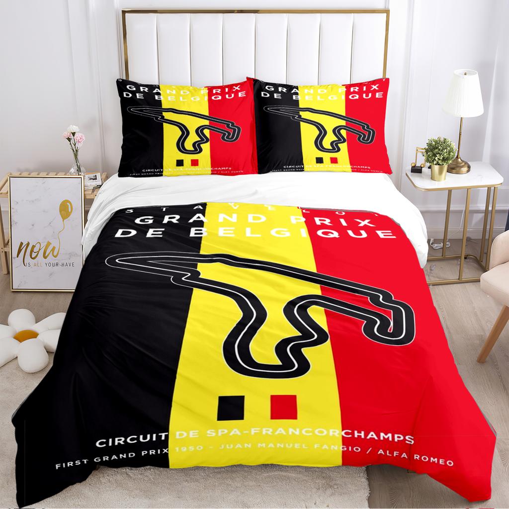 F1 International Track Duvet Cover Comforter Bedding Set Soft Quilt Cover and Pillowcases for Teens Boy Single/Double/Queen/King