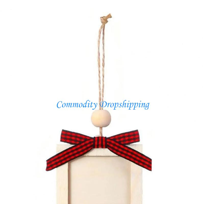 Y5JC 6 Christmas Tree Hanging Frames Personalizing Wooden Keepsakes Display for Wall Decors