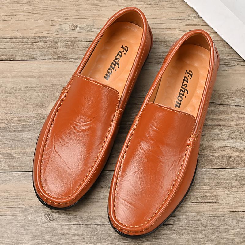 Soft-Soled Men Loafers Casual Leather Flats Breathable Slip On Shoes for Male Work Office Driving Sneakers Leisure Walk Footwear