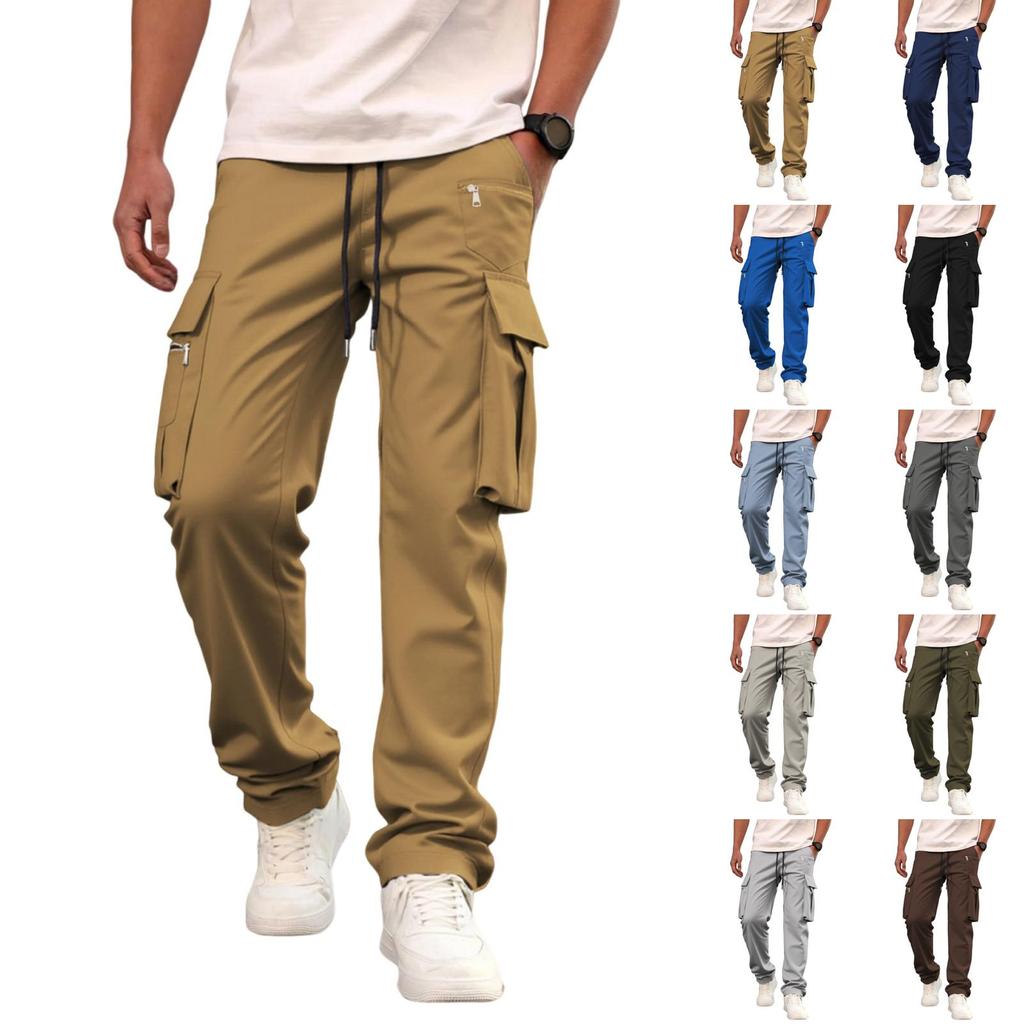 Męskie luźne spodnie cargo casual z wieloma kieszeniami