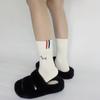 Welpenstickerei Mid-Calf-Socken mit Schwarz-Weißen Reinen Baumwollsocken für Männer und Frauen, Ein Trendiger Sockenstapel