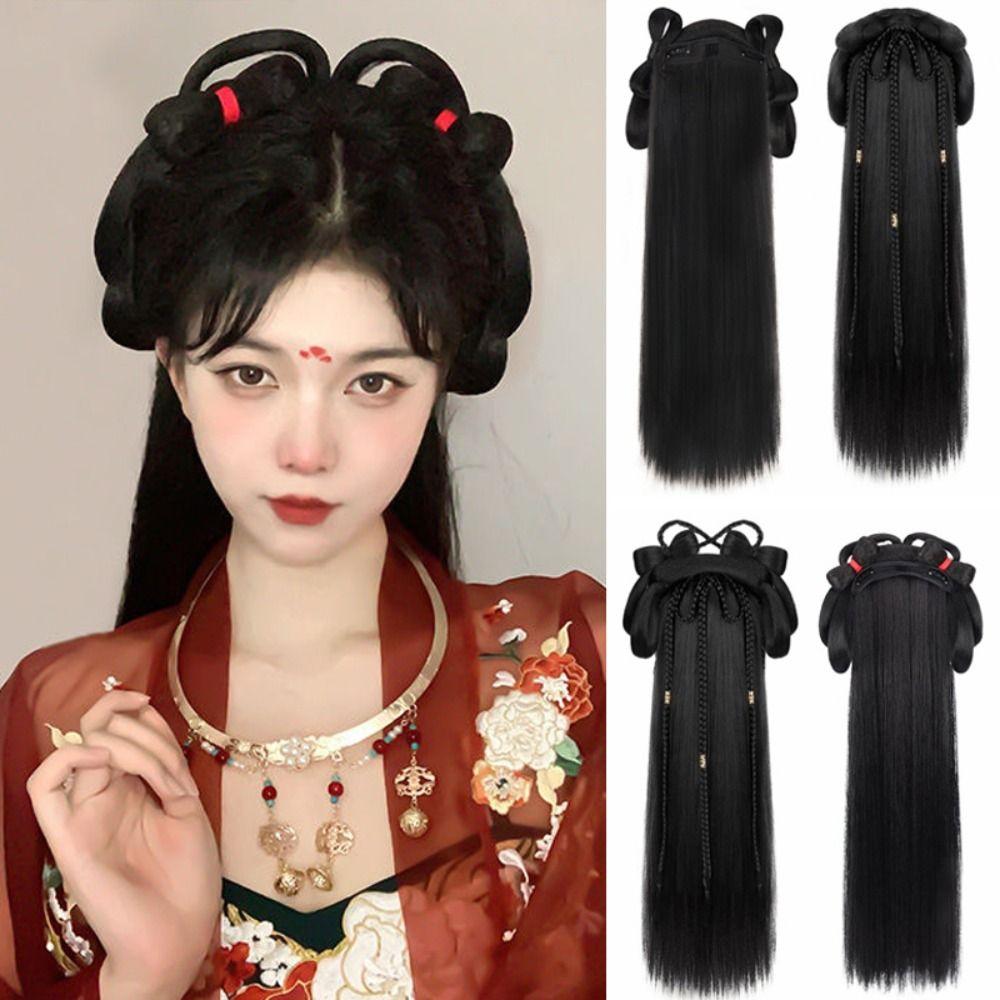 Vintage Headwear Hanfu Wig Headband Long Hanfu Cosplay HairPieces Chinese Ancient Wig Women