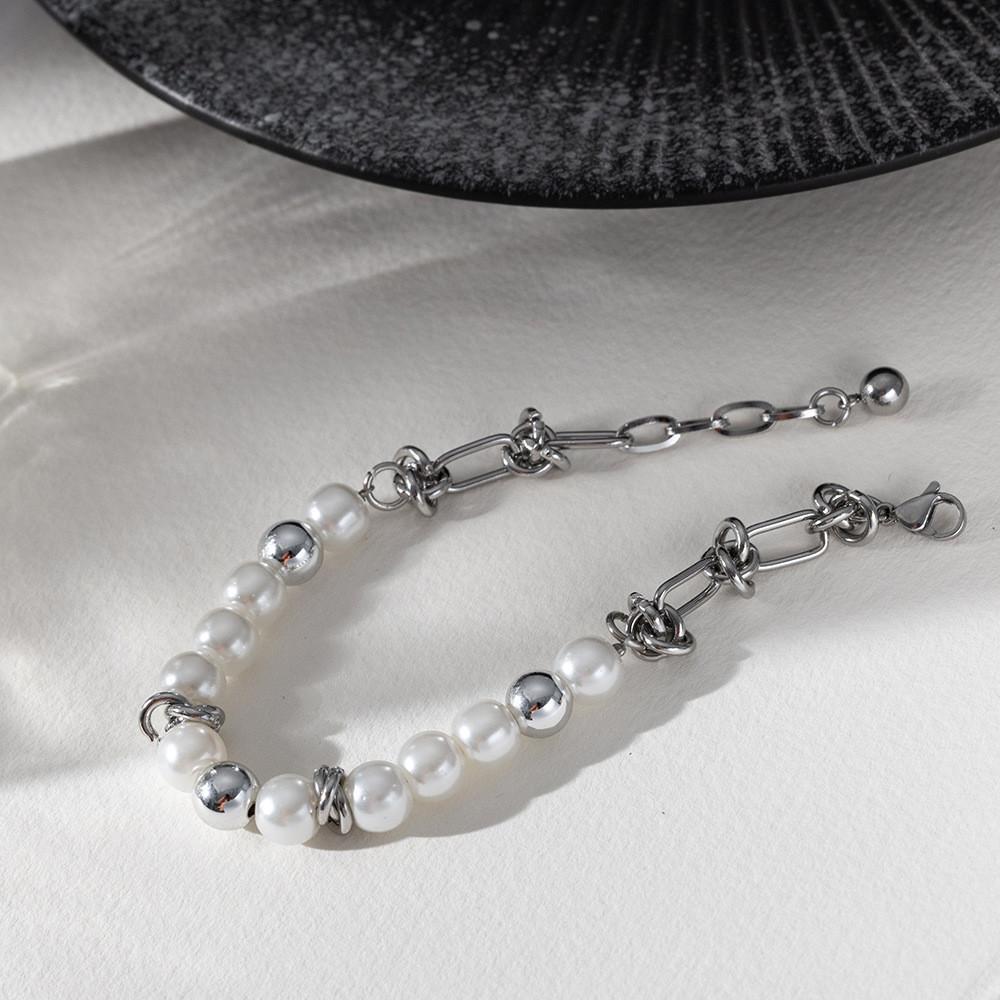 Minimalist Stainless Steel Pearlstyle Bracelet For Women And Men Gift Ideas