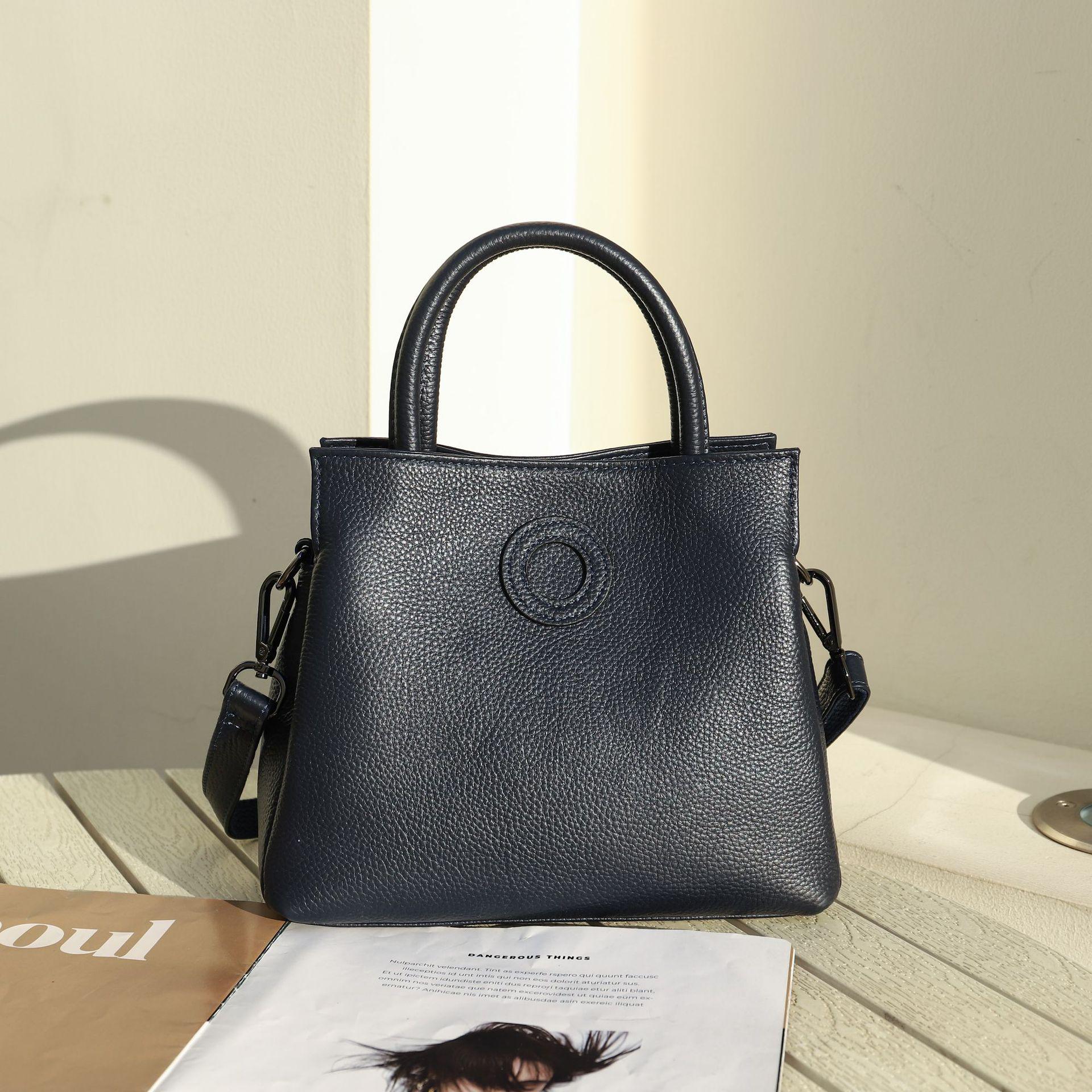 Women s Genuine Cowhide Versatile Tote & Crossbody Handbag 27x12x32 cm