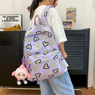 Kawaii Japanese Little Bear Backpack - Korean Style, Large Capacity for Junior & High School Students