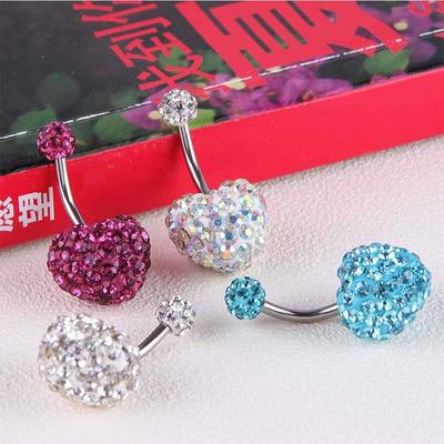 Bunte Herz Kristall Bauchnabel Ringe Chirurgenstahl Bauchnabel Piercing Schmuck Heißer Sommer Frauen Körper Piercing Schmuck