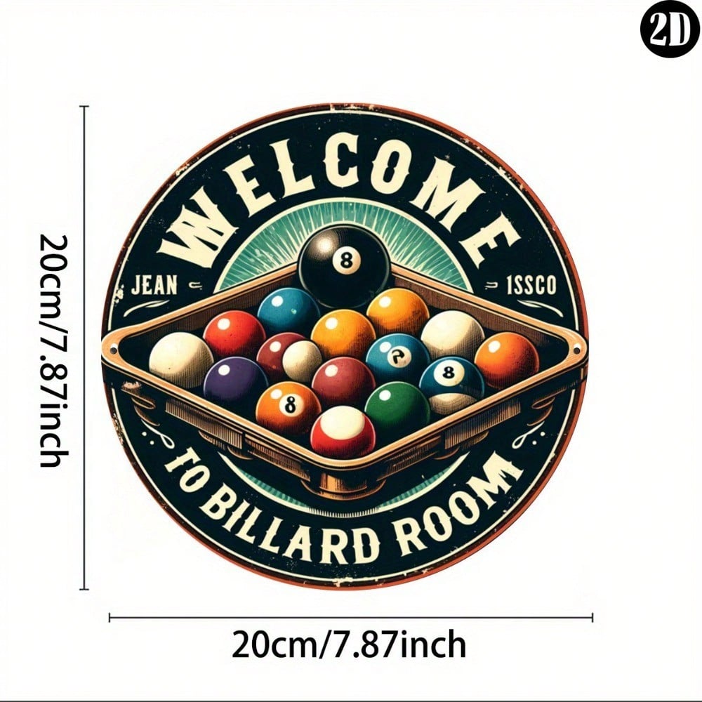

Vintage Metal Tin Sign Round Billiard Pool Ball Wall Art Decor For Bar Game Room різнокольоровий