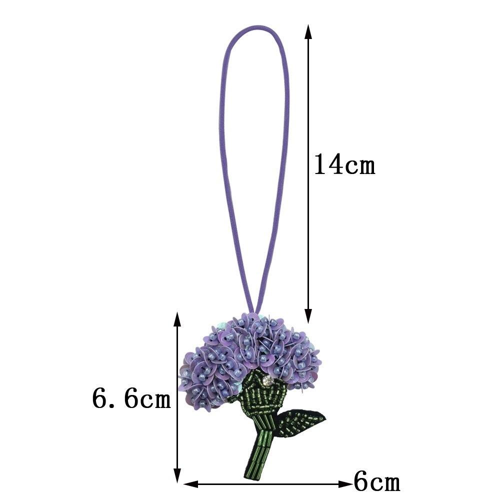 

Creative 3D Sequin Flowers Bouquet Beaded Pendant DIY Rhinestone Beads Keychain Lanyard Handmade Hanging Rope Bag Accessories
