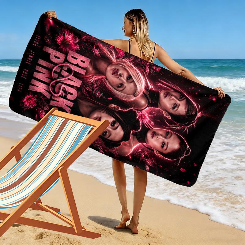 BLACKPINK Print Beach Towel, Large Soft Quick Dry Towel for Beach Camping Swimming