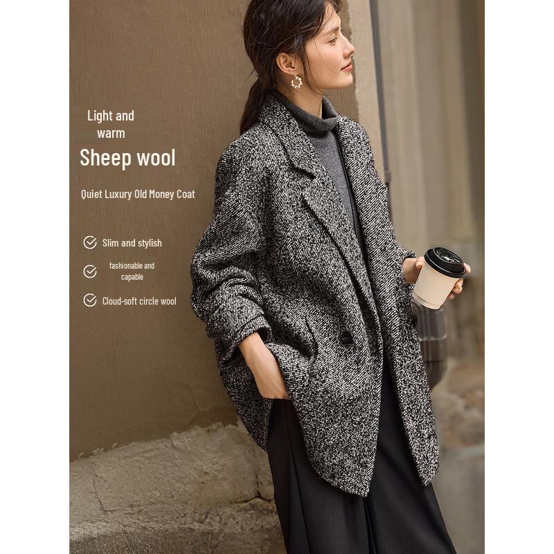 

XWI Women s Loose Fit Double-Sided Wool Blend Coat S