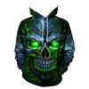 Sudadera con Capucha Estampado Completo 3D Calavera Horror para Hombre Fuego Lava Rayo Llama Streetwear Gótico Pullover