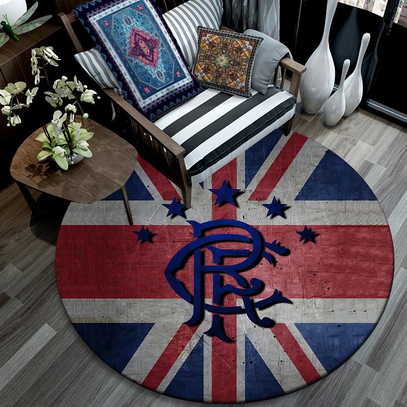 Rangers FC Round Area Rug,Carpet Rug for Living Room Bedroom Sofa Playroom Decor,Non-slip Floor Mat