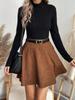 European American A-Line Suede Skirt: High Waist, Autumn/Winter Slimming Style, Versatile for Commuting