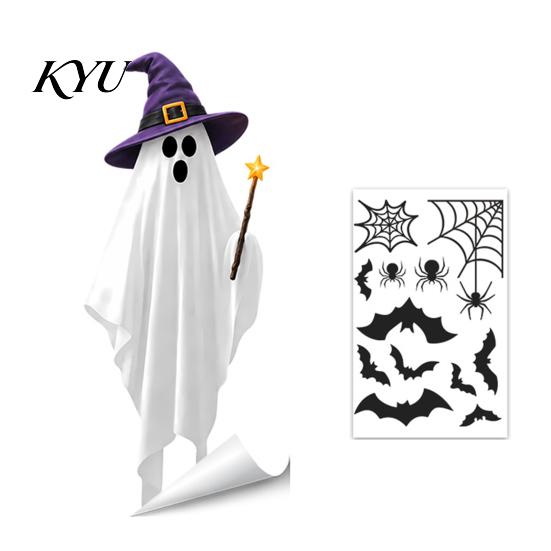 Halloween Window Decals Ghost Glass Sticker, Cartoon Static Cling for Sticker Parties, Waterproof Decoration Decal Home Office Decorative Film