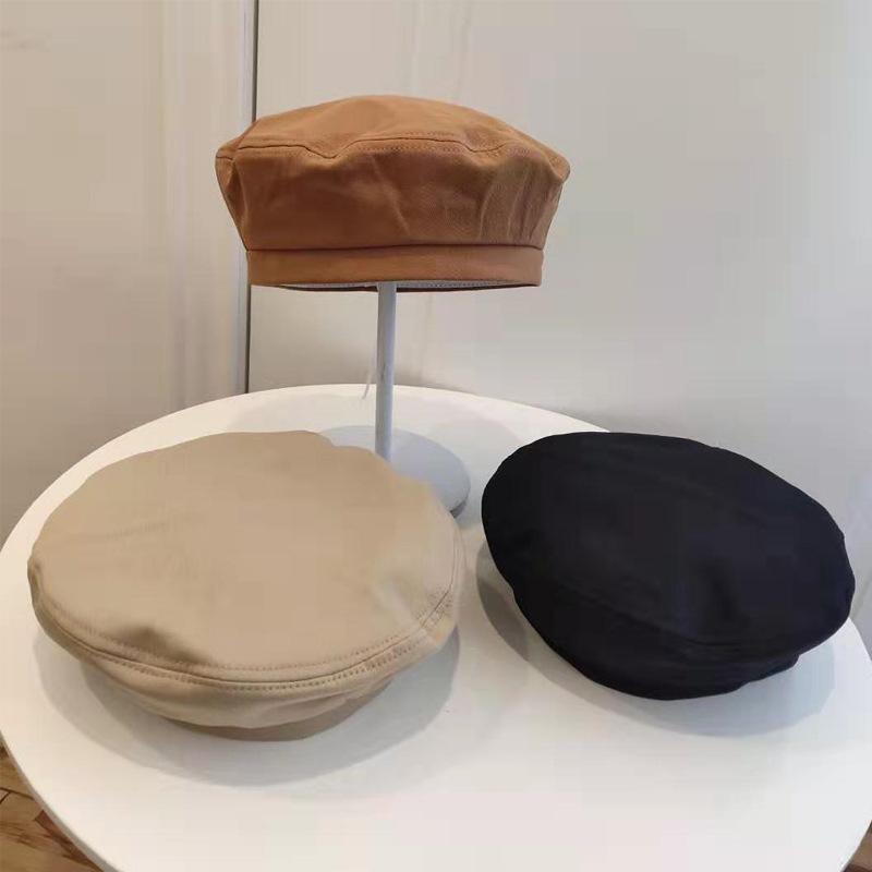 Summer Simple Fashion Beret Solid Color Versatile Octagonal Hat Korean Style Student Painter Hat Fashion Hat