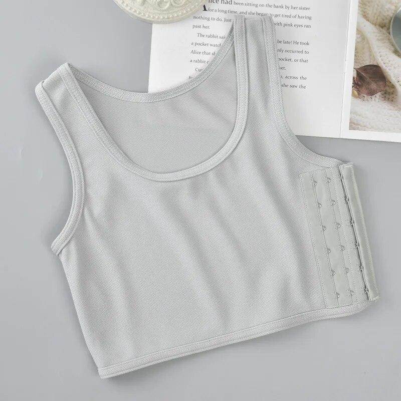 

Спортивний одяг для лесбіянок Груди Біндер для грудей Trans Crop Top Flat Breast Binder Les Corset Stretch Body Shaping Buckle Tomboy Bra Tank S сірий