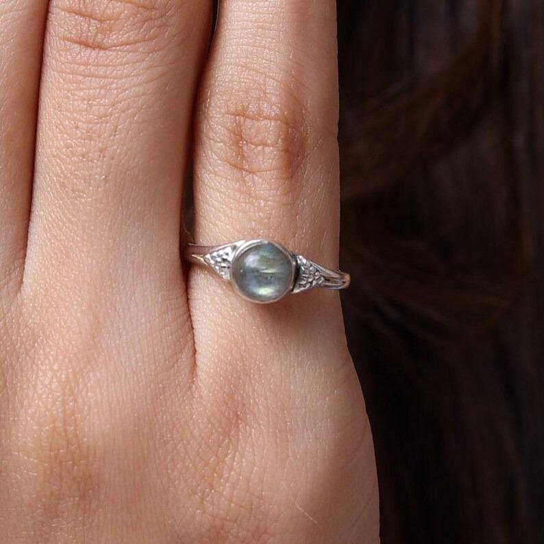 Labradorite Round gemstone Handmade Designer Boho Ring, Silver Charm Jewelry, 925 Sterling Silver, Bezel Ring