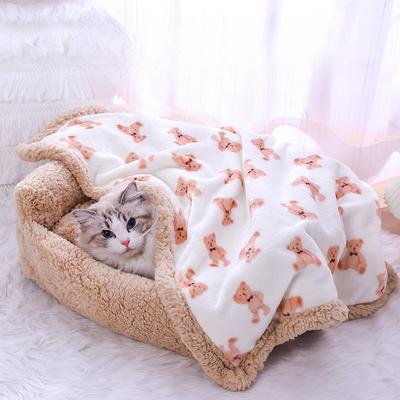 Winter Warm Coral Velvet Flannel Double-layer Pet Small Blanket Dog Blanket Dog Bed Cat Bed Mat Blanket Quilt