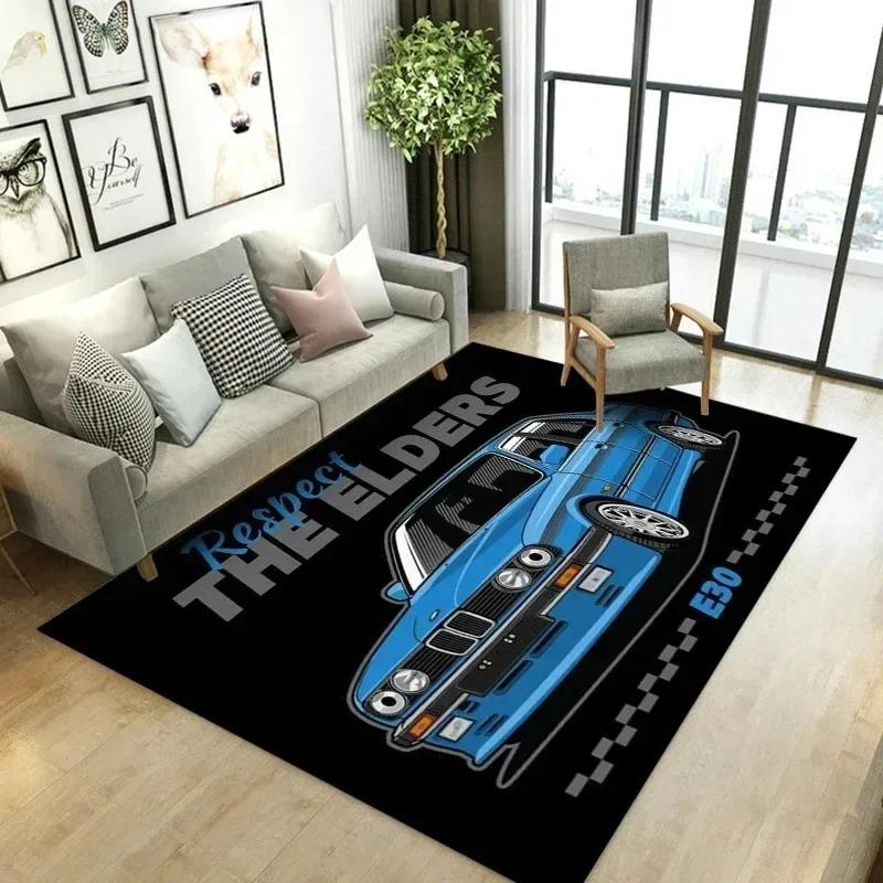 Racing Car Pattern Carpet for Man Cave Bedroom Living Room Home Sofa Decoration Washable Rug Kid Play Decor Floor Big Size Mat