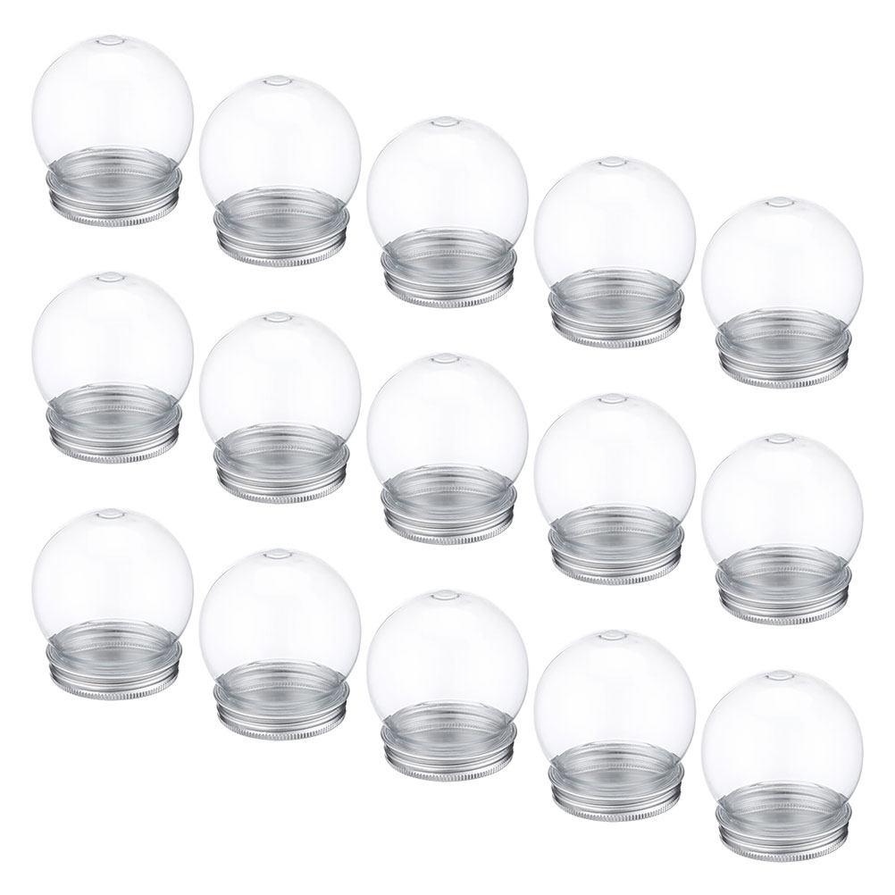 9Pcs Clear Round Candy Jar Snow Globe DIY Kit Plastic Spherical Bottle Craft Making Water Globe Holiday Winter Ornament Kit