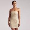 European and American Style Solid Color Sexy Nightclub Hip Strapless Dress
