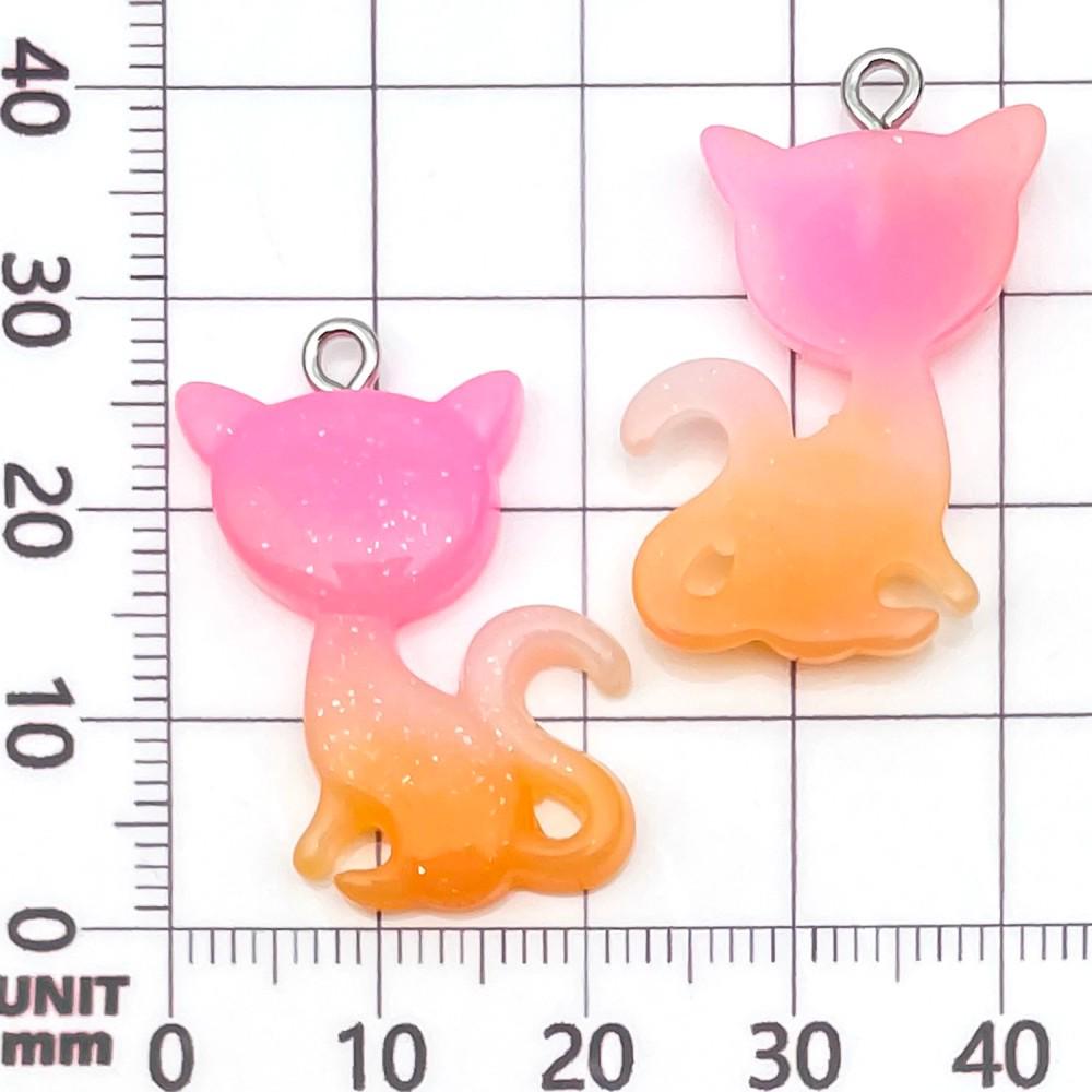 10-Color Gradient Glitter Cartoon Animal Kitten Charms for DIY Handmade Jewelry