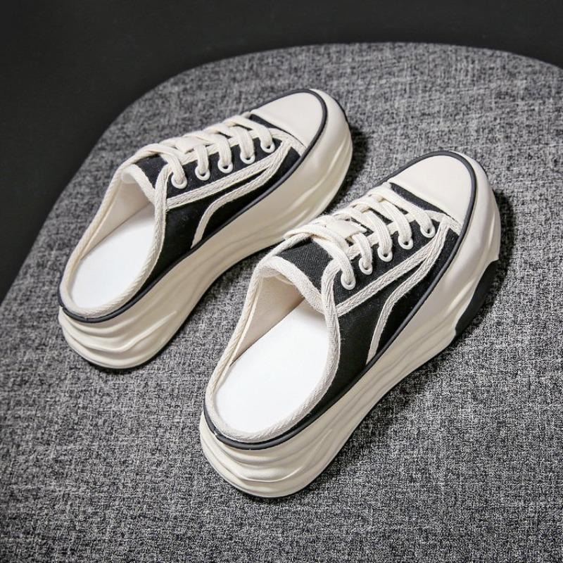 Scarpe Dad estive nuove per studentesse con plateau scarpe sportive borsa casual da donna tela mezza ciabatta