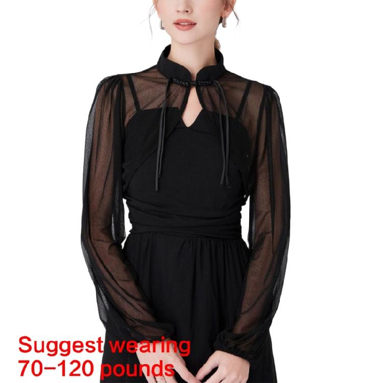 Long Sleeve Shawl Collar for Women Breathable Tulle for Camisole Dress