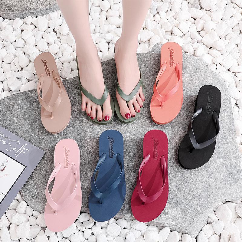 2024 Women's Summer Wedge Flip-Flops: Casual, Thick-Soled High Heel Sandals for Outdoor Beach Wear