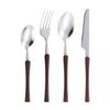304 stainless steel wooden handle small waist bright chicken wing wood knife, fork and spoon western tableware steak knife and fork four-piece set