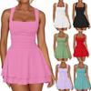 Women's Sleeveless Tennis Dress, Workout Fitness Dress with Ruffle Detail, Multiple Colors