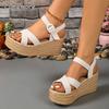 Fashion Cross Band Chunky Platform Sandals Women Fashion Ankle Strap High Heel Sandals Woman 2025 Summer Thick Bottom Wedges Sandalias
