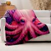 1pc Pink Octopus & Purple Roses Plush Fleece Blanket - Cute Anime-Inspired Tentacle & Bedspread, Soft Quilted All-Season Cozy