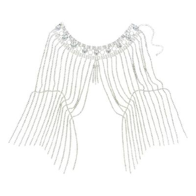 Handcrafted Crystal Tassels Shoulder Necklace Punk Style Body Chain Jewelry Shoulder Chain Charm For Festival Outfits