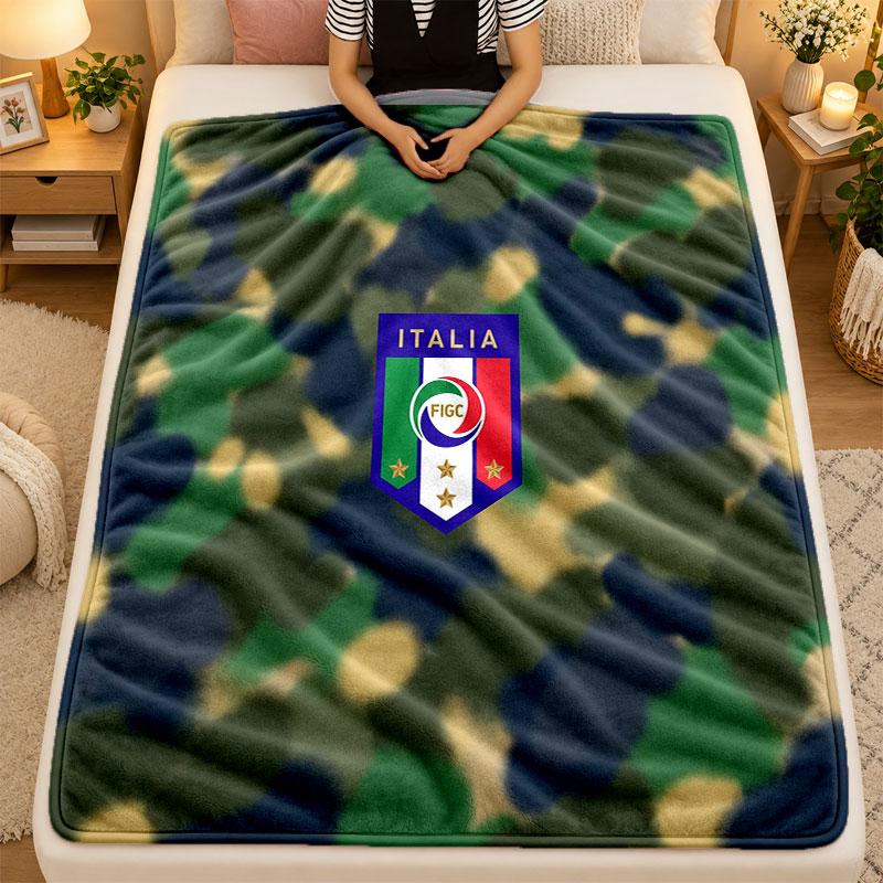 Flannel BlanketItaly Football Warm Soft Throw Blanket for Indoor Sofa Bed Living Room Use