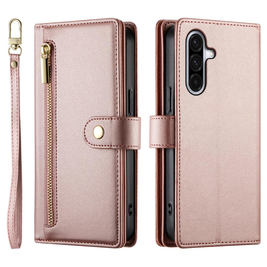 For Samsung Galaxy A17 5G/A17 4G/A26 5G Case Zipper Pocket Wallet Leather Phone Cover with Straps