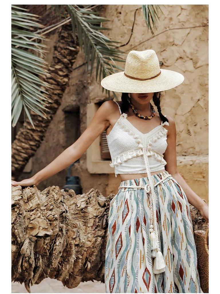 2025 Retro Ethnic High-Waist Wide-Leg Pants