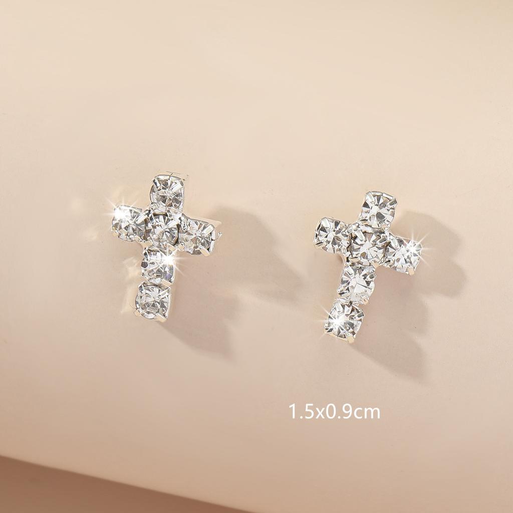 Luxury Sparkling Crystal Cross Earrings Party Earrings Women's Earrings 1 Pair